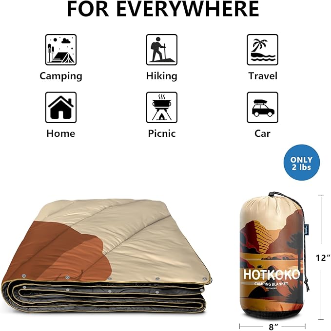 Camping Blanket,Puffy Printed Camp Blankets Lightweight Packable for Outdoor Camping,Traveling, Stadium, Hiking, Picnics
