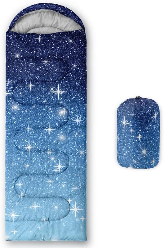 Kids Sleeping Bag for Boys and Girls,Mixed Color Star Dot-Lightweight Warm Portable Outdoor Indoor-Waterproof Cold Weather Resistant Sleeping Bag for Camping Hiking