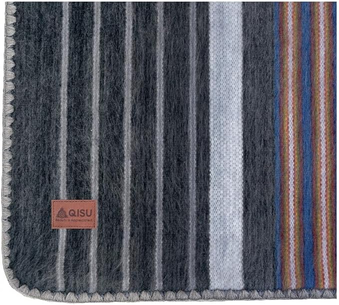 QISU Alpaca Wool Blanket Throw | Large, Beautiful, Warm, Variegated | 85 x 65 inches | Ultra-Soft, Hypoallergenic and Breathable | Non-Itchy or Scratchy Fabric (Grey Autumns)