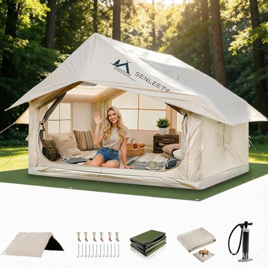 Inflatable Tents for Camping, Large Inflatable Camping Tent with Hand Pump, Easy Setup Tents for 2/4/6/8/10/12 People, Portable Glamping Tent
