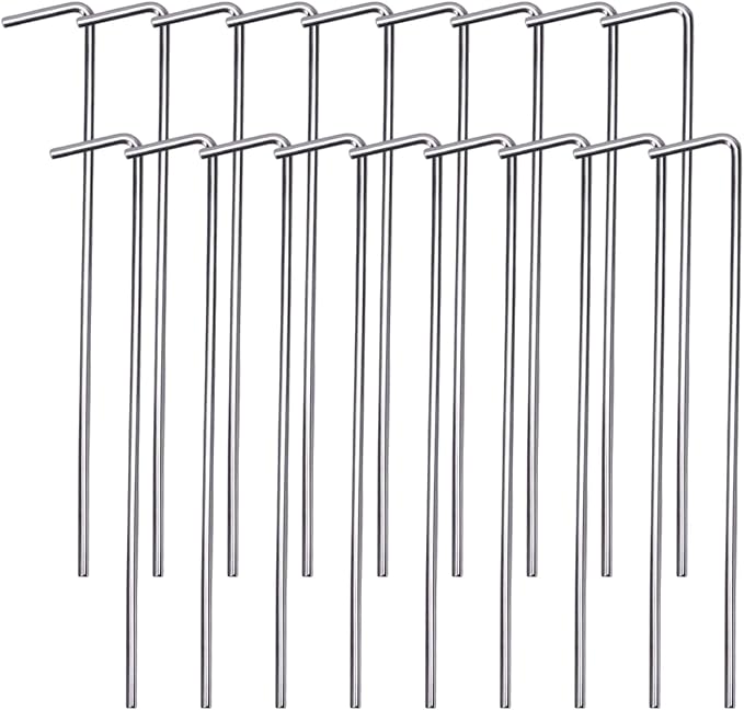 18 Pack Tent Stakes 6.5" Heavy Duty Metal Pegs for Outdoor Christmas Decorations Camping Canopy Gardening Yard Ground Garden Accessories