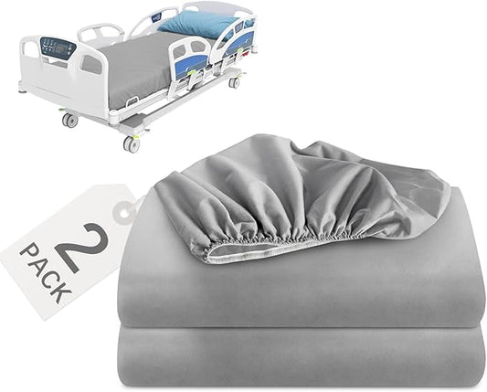 Biloban 2 Pack Hospital Bed Sheets Fitted, 36’’×84’’×14’’ Hospital Bed Sheet Fit for Home & Hospital Care Beds, Shrinkage & Stain Resistant RV Twin Sheets for RV Twin/Bunk Mattress