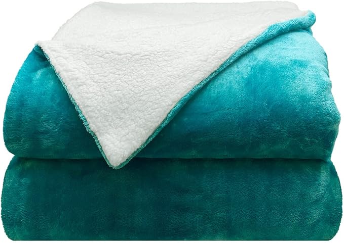 Comfort Lab Reversible Flannel Sherpa Throw Blanket - Elegant Fluffy Throw Blankets for Couch and Home Decor - Anti Pilling Non Shedding Cozy & Warm Fleece Throws - Throw (50" x 60") - Teal