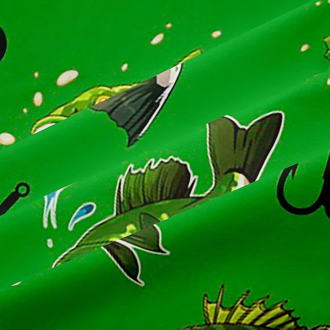 Manfei Fishing Blackout Curtains Green Pike Fish Window Drapes,Fishing and Hunting Theme Window Treatments,Kids Boys Girls Room Decor,Grommet Top 2 Panel Set Bedroom Curtains, 38Wx45L inch