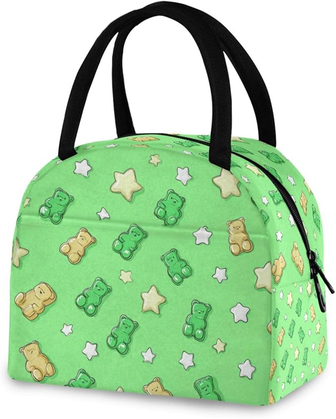 Kcldeci Kids Lunch Bag Insulated Lunch Box for Boys Girls Gummy Bear and Star Reusable Toddler Leak-proof Lunchbox for School and Daycare