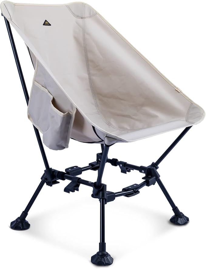 iClimb Two-Heights Light Compact Comfortable Camping Folding Beach Chair with Anti-Sinking Large Feet and Carry Bag
