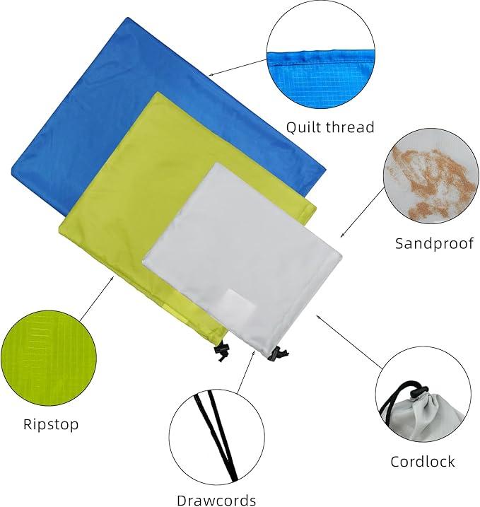 MOUNTAINLODGE Small Drawstring Bags Stuff Sack Set 5-Pack,Ultralight Ditty Bags with 5 Colors for Camping,Hiking,Travelling or Use as Dustcover Bag for Hangbag,Shoes