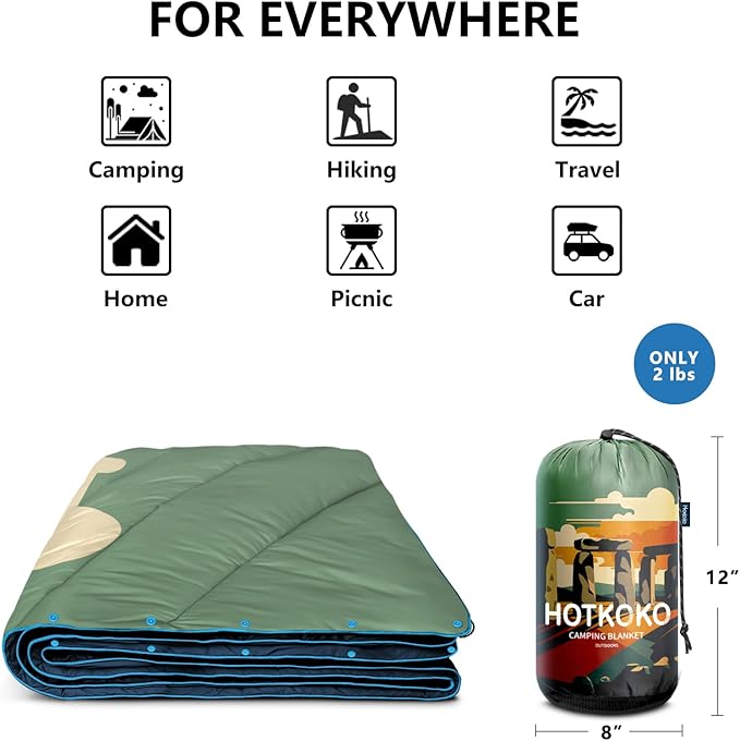 Camping Blanket,Puffy Printed Camp Blankets Lightweight Packable for Outdoor Camping,Traveling, Stadium, Hiking, Picnics