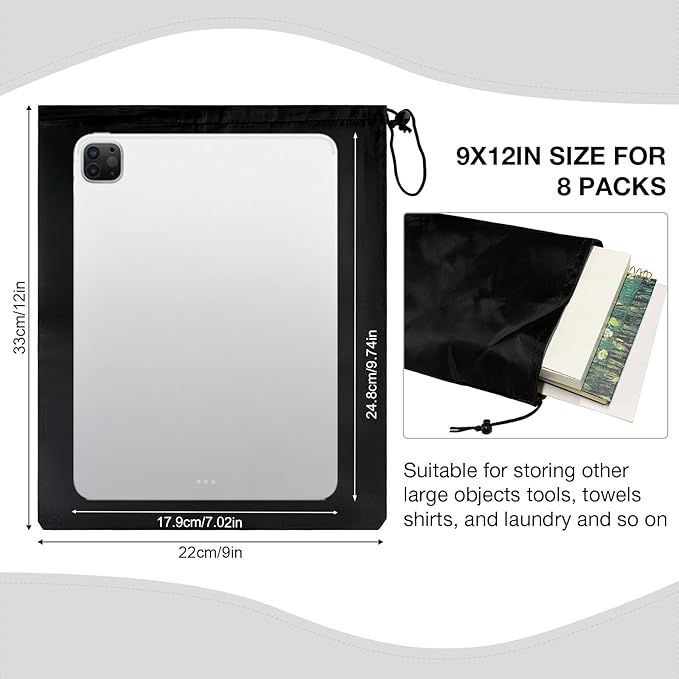 HIIXHC 8-Pack Drawstring Bags with Toggle, Durable Nylon Backpack, Cinch Sack and Ditty Pouch for Gym, Sports, Travel, and Daily Use