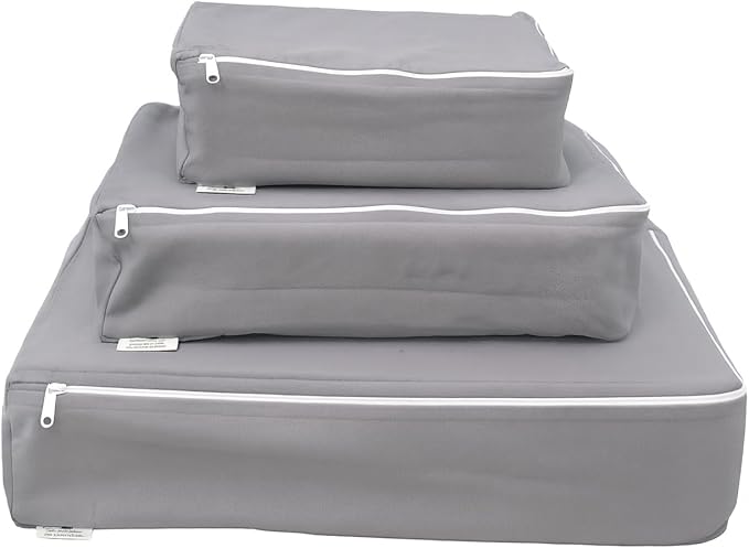 Packing Cubes Bag Pure Canvas Travel Organizers with Durable YKK Zippers for Clothes, Shoes & Luggage Storage (Set of 3 (1 Small, 1 Medium, 1 Large), Gray)