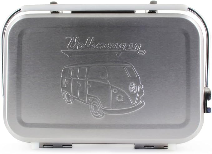 BRISA VW Collection - Volkswagen Portable Suitcase Grill with Grill Grate, Charcoal Catcher & Stainless Steel Handle in T1 Bus Design (Silhouette/Silver)