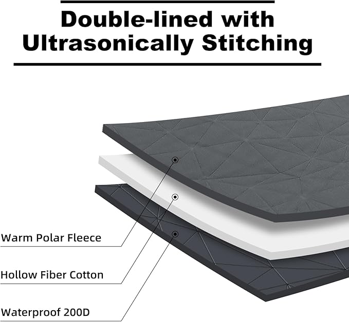 Outdoor Waterproof Blanket, Foldable Fleece Stadium Blanket for Outdoor Sports Event, Camping, Car, Pet, Picnics - Windproof, Wearable, Machine Washable 80" x 58" (Black Gray,Hooded)