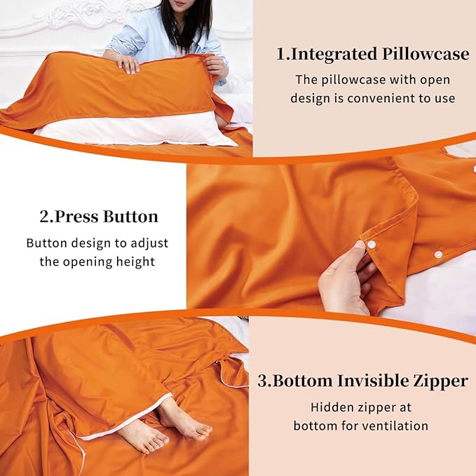 Sleeping Bag Liner Lightweight Compact Sleeping Bag Sack Portable Clean Travel Sheet Camping Sleep Sheet for Backpacking Hotel Hiking