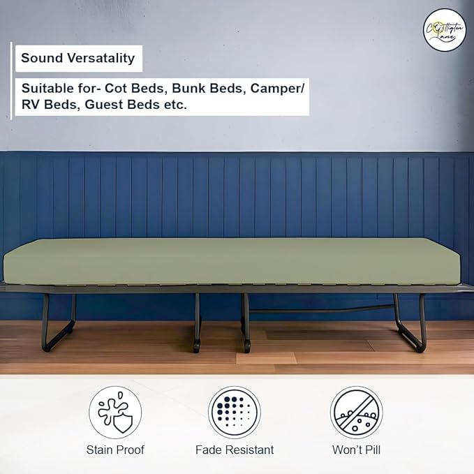 Cot Fitted Sheet 30 x 75, 100% Egyptian Cotton, 1 PC Cot Size Bottom Sheet Only, Perfect for Narrow Twin, Camp Bunk, Army Cots, Trifold Mattress, Camping Cot, Guest Bed Replacement(Sage)