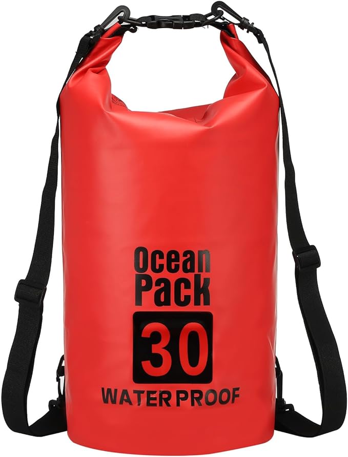 Waterproof Dry Bag, 30L Fit for Women Men Water Proof Bags Lightweight Dry Storage Floating Backpack with Whistle for Travel Backpacking Boating Kayaking Camping (Red)