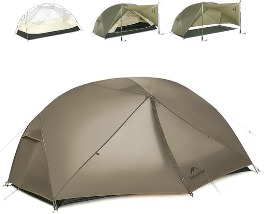 Naturehike Mongar Pro/Base Camping Tent, 1-3 Person Ultralight Backpacking Tent, PU3000mm, 20D Nylon 4 Season Waterproof, Mongar 2 Person UL Hiking Tent for Bike, Travel, Camp