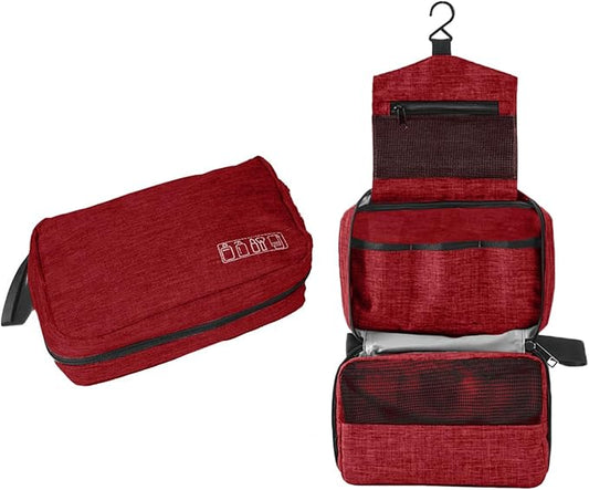 Travel toilet bag is used to store toiletries, with a large capacity storage hanging toilet bag (Burgundy)