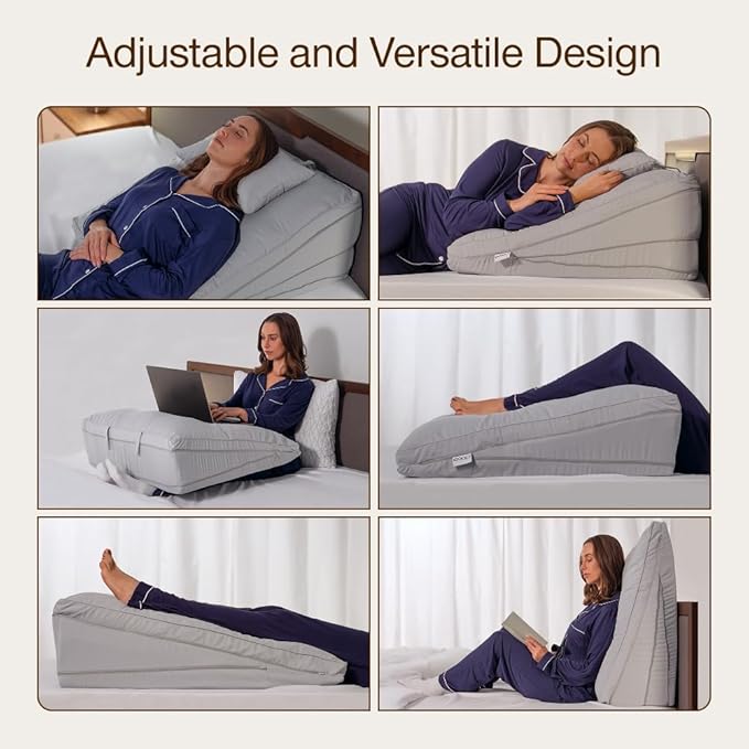 Coop Home Goods Adjustable Wedge Pillow, Ergonomic Memory Foam Pillow for Elevated Leg & Back Support, Pregnancy, Acid Reflux, Sleep Comfort & Recovery, CertiPUR-US & GreenGuard Gold Certified