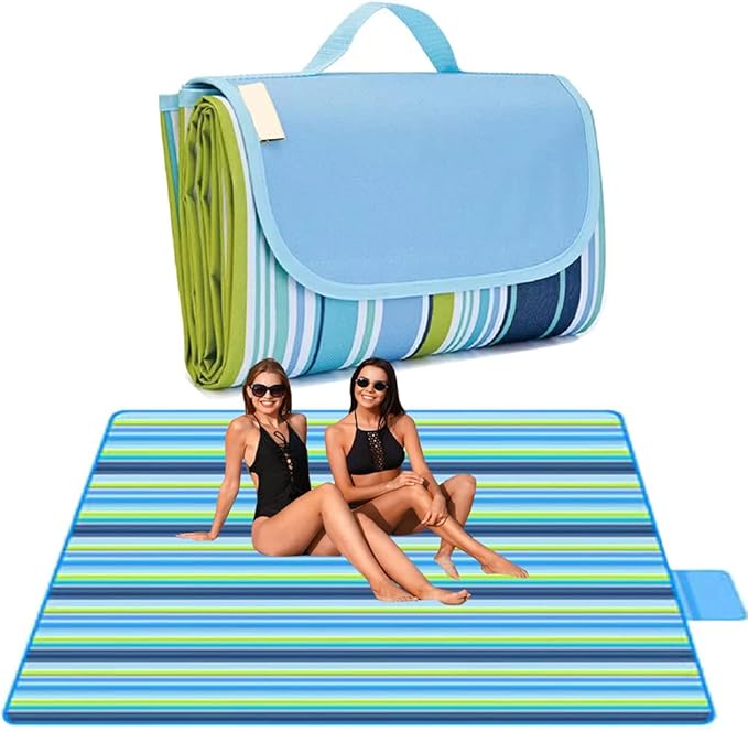 Lchkrep Picnic Blanket Beach Blankets 80"x60" Large Sandproof Waterproof Camping Portable Travel Blanket Play Mat for Outdoor Indoor Family Beach Park Grass,Hiking, Music Festival