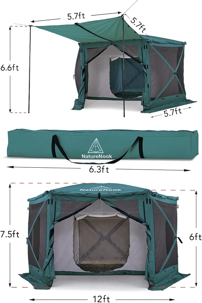 Pop up Gazebo Tents 12x12 FT Canopy Party Portable Tent for Camping Shelter Screen Houses with Inner Tent