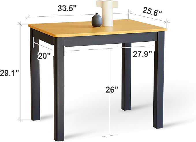 Livinia Cabin 33.5" Wooden Dining Table/Small Rectangular Modern Farmhouse Solid Wood Kitchen Table Desk (Black Oak)