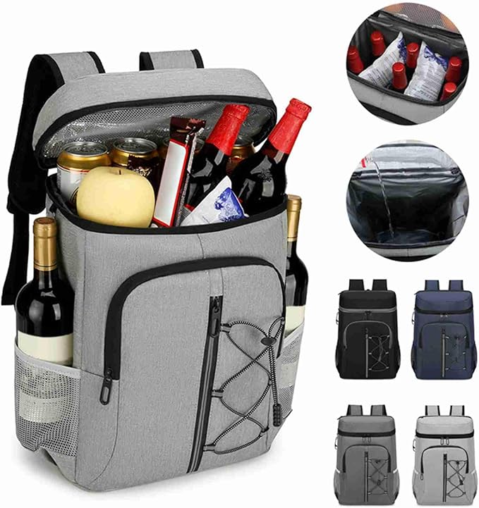 Insulated Cooler Backpack Leak Proof Aluminum Foil Inner Oxford Exterior for Camping Hiking Outdoors