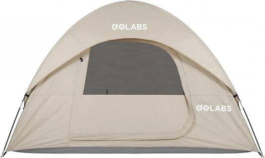 Golabs CT1 2 Person Camping Tent, Easy Set Up in 3 Mins, PU1500mm Waterproof w/Mesh Top & Door with Ventilation, Lightweight 4.4lbs Portable Family Tent with Carry Bag &Interior Storage Pockets &Hook