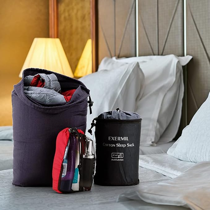 Nylon Stuff Sack Set 5-Piece (1.4L/2.7L/3L/7.5L/15L); Drawstring Storage Sack; Mesh Bags; Ditty Bags Small M Large XL for Organization Travel Camping Backpacking Down Jacket; Assorted Colors