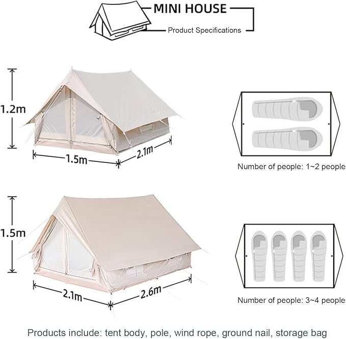 GeRRiT Outdoor Camping Tent, 4 Season Canvas Yurt Tent, Easy Set Up for Camp Backpacking Hiking Outdoor, Cotton Bell Tent for Winter Camping Hello