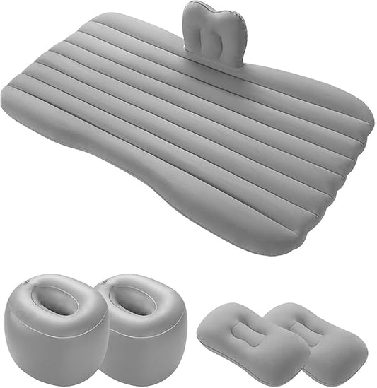 Ergocar Inflatable Mattress Camping Thickened Portable Travel Camping Flocking Bed Double-Layer Inflatable Valve Suitable for Suvs, Rear Seats, Automobiles