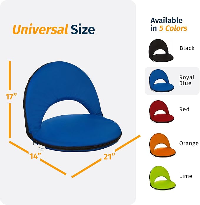 Alpcour Folding Stadium Seat – Deluxe Outdoor Camping Reclining Waterproof Cushion Chair for Bleachers – Best 6-Position Back Support Picnic Bleacher Seats w/Extra Thick Padding for Support & Comfort