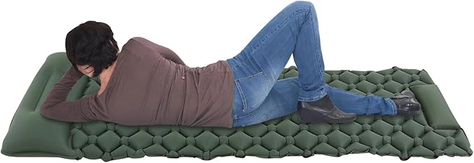 RusChic Sleeping Pad, Ultralight Inflatable Sleeping Pad for Camping with Pillow Built-in Foot Pump, Extra Thick Compact Camping Sleeping Mat for Hiking, Backpacking, Tent Use