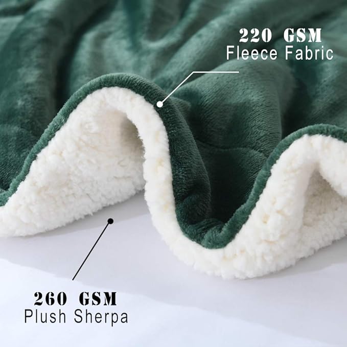 NANPIPER Flannel Blanket Reversible Sherpa Throw Blanket Super Soft Plush Warm Fleece Microfiber for Home/Outdoor/Travel (50"x60",Olive Green)