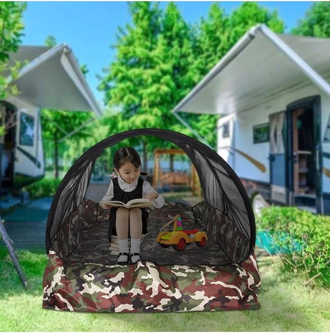 Pop Up Mosquito Tent 2-Person Large Portable Foldable Pop-up Screen Tent Mosquito Camping Net Tent for Double Persons Camping Hiking Outdoor Installation-Free (Camouflage)