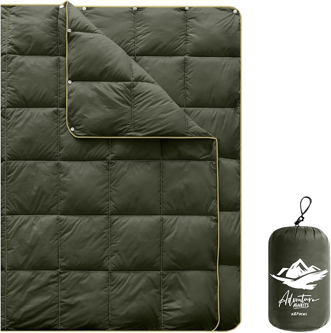 Mini Camping Blanket,Lightweight Puffy Blanket Packable Down Alternative Throw Blanket Waterproof Windproof for Outdoors, Travel, Beach, Airplane, Hiking