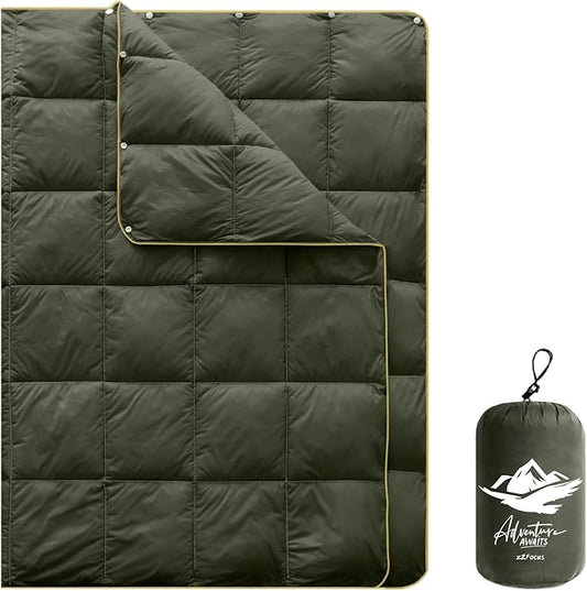 Mini Camping Blanket,Lightweight Puffy Blanket Packable Down Alternative Throw Blanket Waterproof Windproof for Outdoors, Travel, Beach, Airplane, Hiking