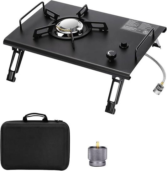 Camping Stove for IGT Table, Portable Isobutane Gas Stove with Carry Bag, 4000W Camp Stove,Folding Propane Burner, IGT Accessories for Picnic, RV, Car Trip, Tailgating, Patio, Backyard
