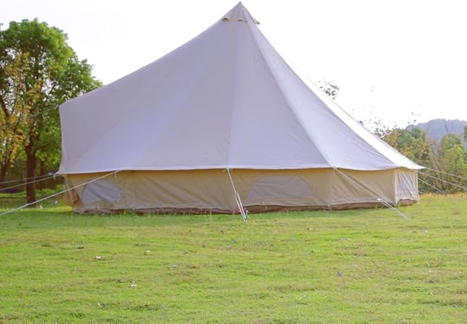 Outdoor Waterproof Family Camping Tent 4-Season Beige Cotton Canvas Bell Tent