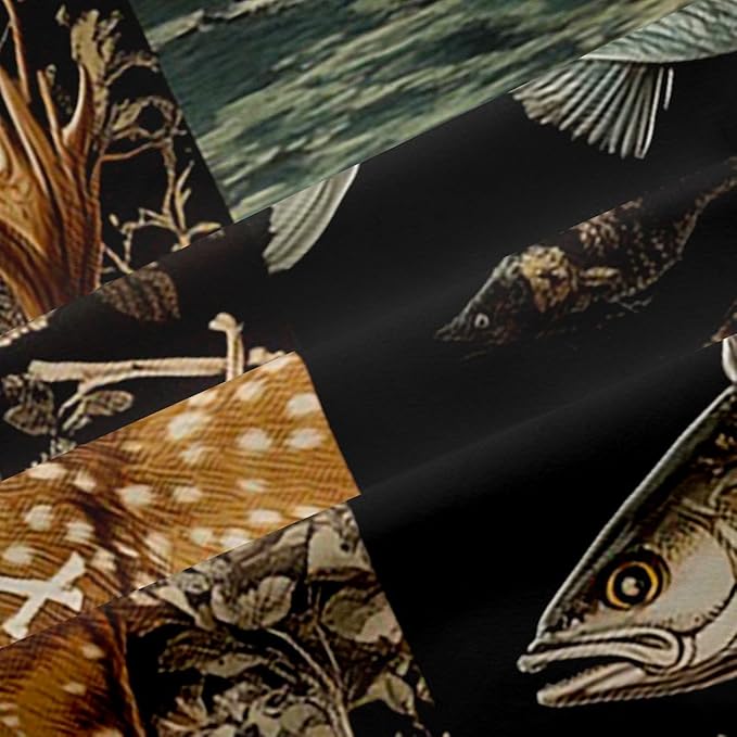Manfei Camo Deer Wildlife Blackout Curtains,Fishing Rustic Adventure Flowers Leaf Window Drapes,Camo Dead Branch Animal Farmhouse Nursery Bedroom Playroom Decor,Army Green 2 Panels,52Wx90L inch