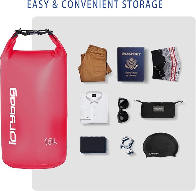 IDRYBAG Clear Dry Bag Waterproof 2L/5L/10L/15L/20L, Small Dry Sack Waterproof Bag for Kayaking