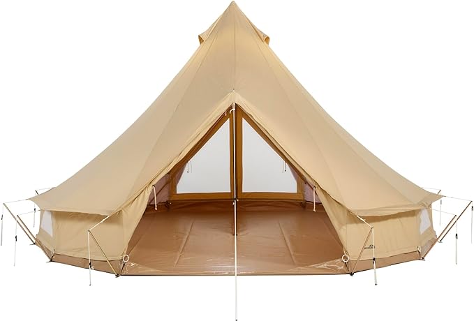 Sibley 500 ProTech Canvas Bell Tent, 4-Season Glamping Yurt for 8 People, Reinforced Material, Mesh Walls, 360 g/m² Cotton Canvas, Double Entrance