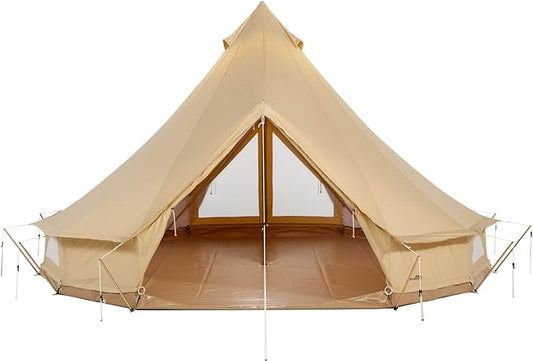 Sibley 500 ProTech Canvas Bell Tent, 4-Season Glamping Yurt for 8 People, Reinforced Material, Mesh Walls, 360 g/m² Cotton Canvas, Double Entrance
