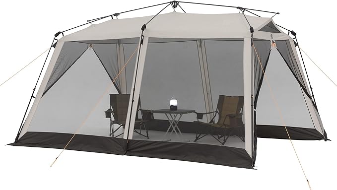 Bushnell Screenhouse with Instant Setup Technology | 14' x 10' Large Size with Extended Eaves Poles to Maximize Space For Camping & Hiking, For 8 Person