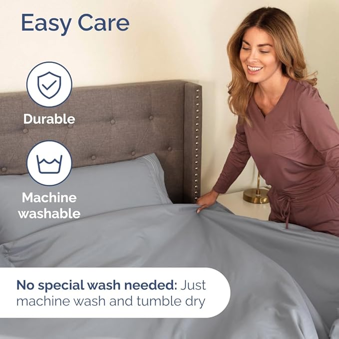 Full XL Bed Sheet - 4 Piece Full XL Bed Sheets Set - Soft, Breathable & Cooling - Hotel Luxury Bedding for Women, Men, Kids, Teens, Boys & Girls - Deep Pockets, Comfy, Fade & Wrinkle Free - Steel Blue