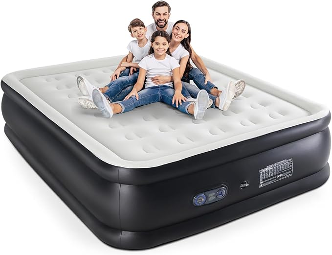 DUMOS Twin Air Mattress - 18" Inflatable Blow Up Airbed with Built-in High Capacity Pump, Double Height, Non-Slip Bottom Design, Weight Capacity 660 lbs Air Bed for Home or Camping