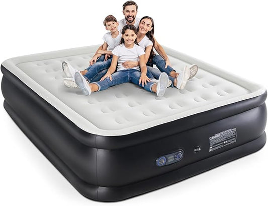 DUMOS Twin Air Mattress - 18" Inflatable Blow Up Airbed with Built-in High Capacity Pump, Double Height, Non-Slip Bottom Design, Weight Capacity 660 lbs Air Bed for Home or Camping