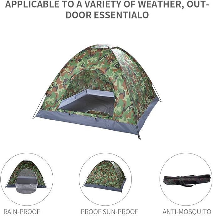 VINGLI 3-4 Person Camping Dome Tent Camouflage Outdoor Waterproof Easy Assembly, Durable Fabric Full Coverage Rain …