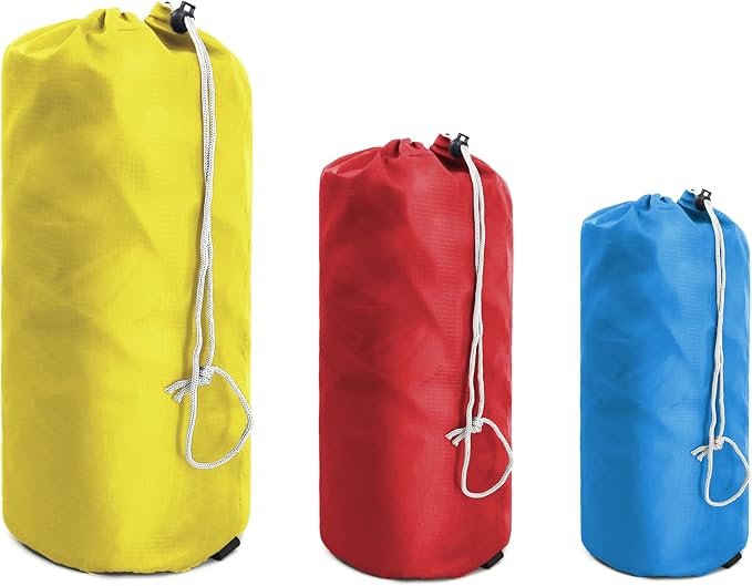 BeeGreen 3 Pack Stuff-Sacks-for-Travel-Backpacking with Dust Flap compression Ditty Bags for Outdoor Products Foldable Lightweight