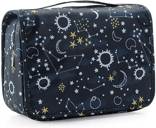 Trawila Travel Hanging Toiletry Bag Cosmetic Bag Makeup Organizers for Men & Women with Sturdy Hook (Navy Stars and Moon)