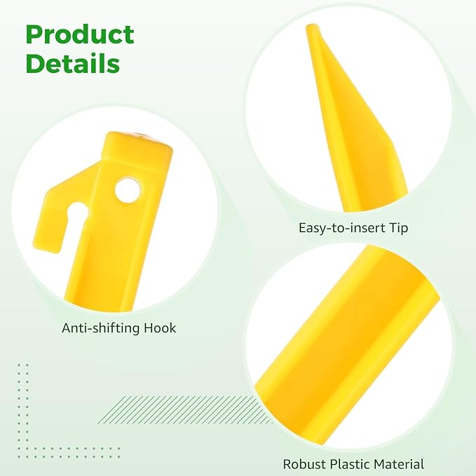 50 Pcs Plastic Tent Stakes, 9 Inch Heavy Duty Tent Pegs, High Strength Triangular Garden Stakes, Spike Hook Canopy Stakes for Secure Rope Tie-Down, Ideal for Camping, Outdoor Activities